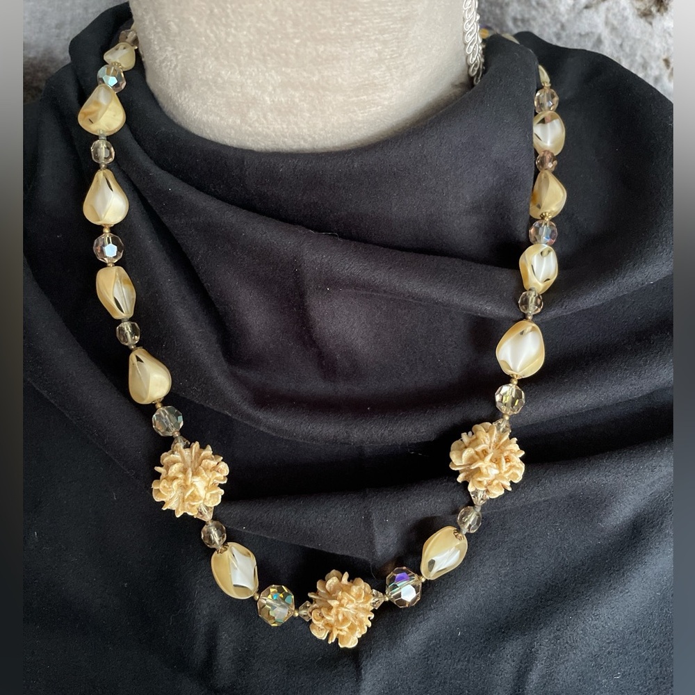 Vintage Celluloid & AB Glass Necklace